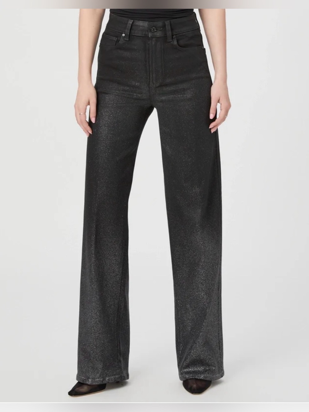 NWT PAIGE Sasha Glitter Ombre
Glitter Dégradé Straight Leg Jeans
Black/Silver 26